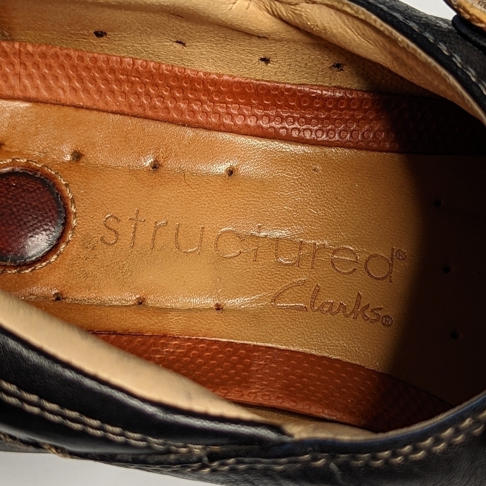 Clarks Structured Soft Black Leather Side Button Women's Shoes Size 6M - Picture 8 of 13